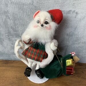Annalee 8" 2004 Mr Santa Claus Christmas Scottish Mouse With Green Sack Of Toys‎